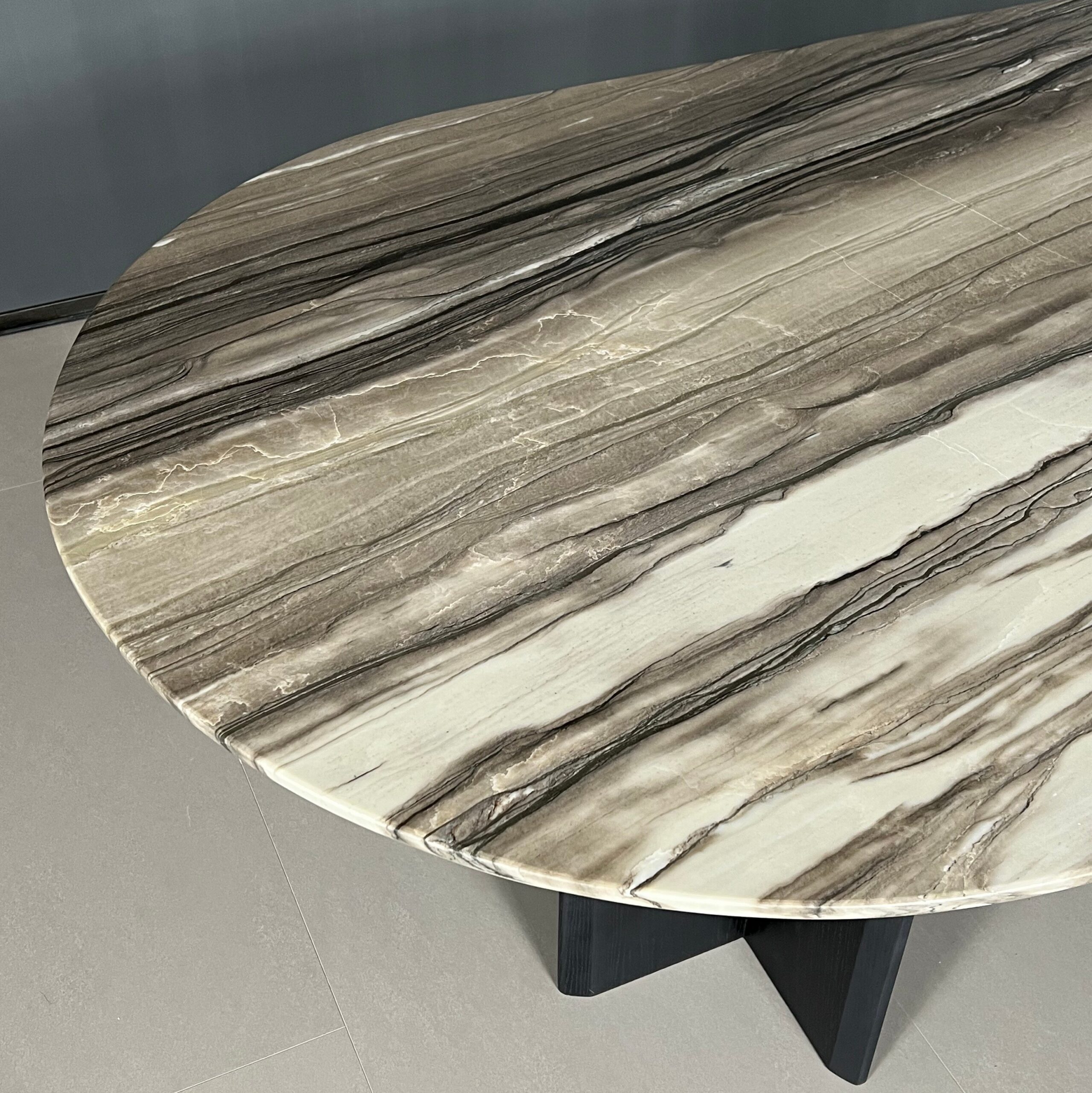 3m Italian Minimalist Dining Table with Artistic Wood Veneer Base MJ1395 - 图片 4
