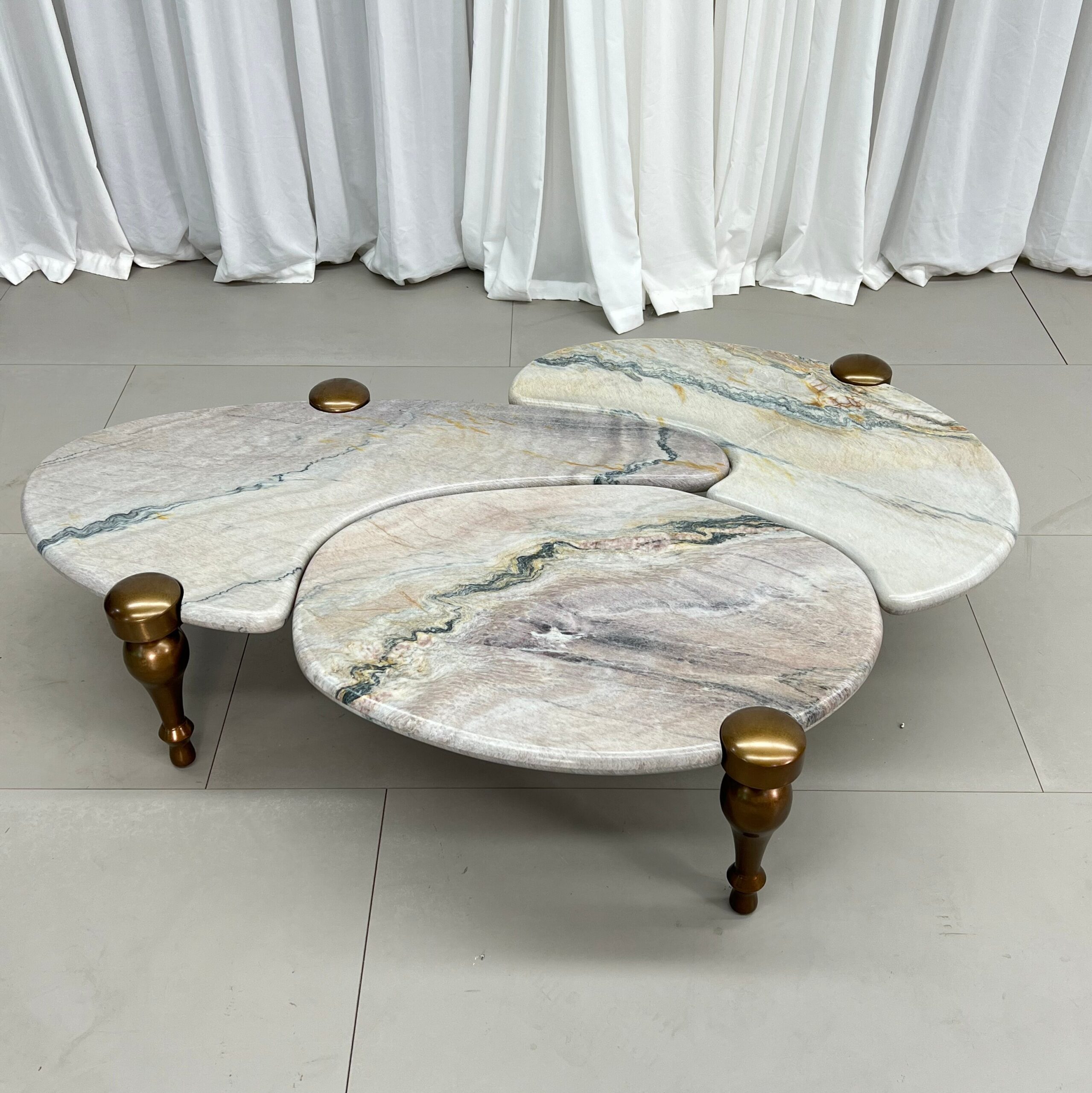 1.5m Vintage Irregular Natural Marble Coffee Table With Gourd‑shaped Legs MJ2091 - 图片 3
