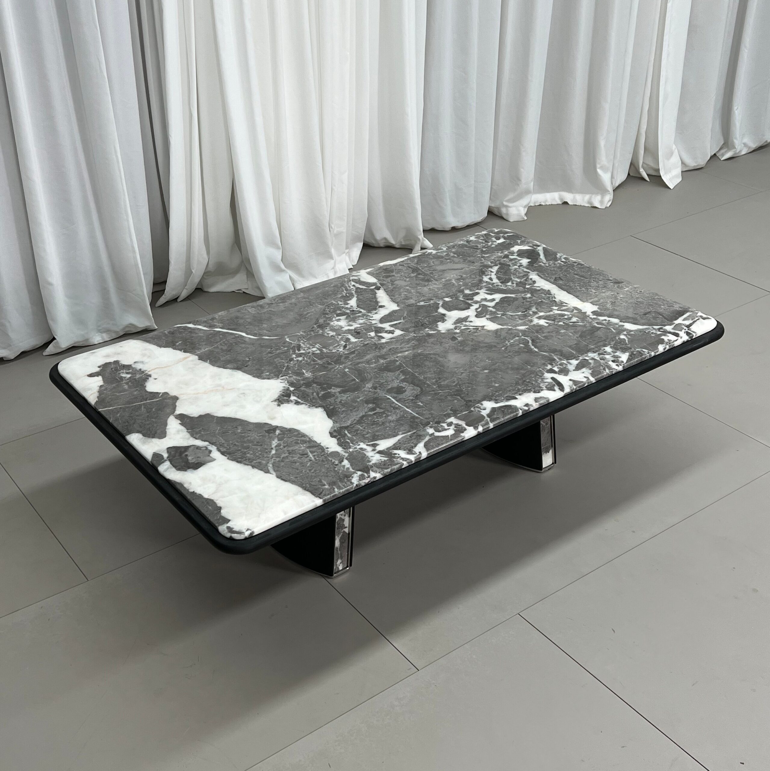 1.4m Rectangular wood veneer & Marble Coffee Table MJ1508 - 图片 2