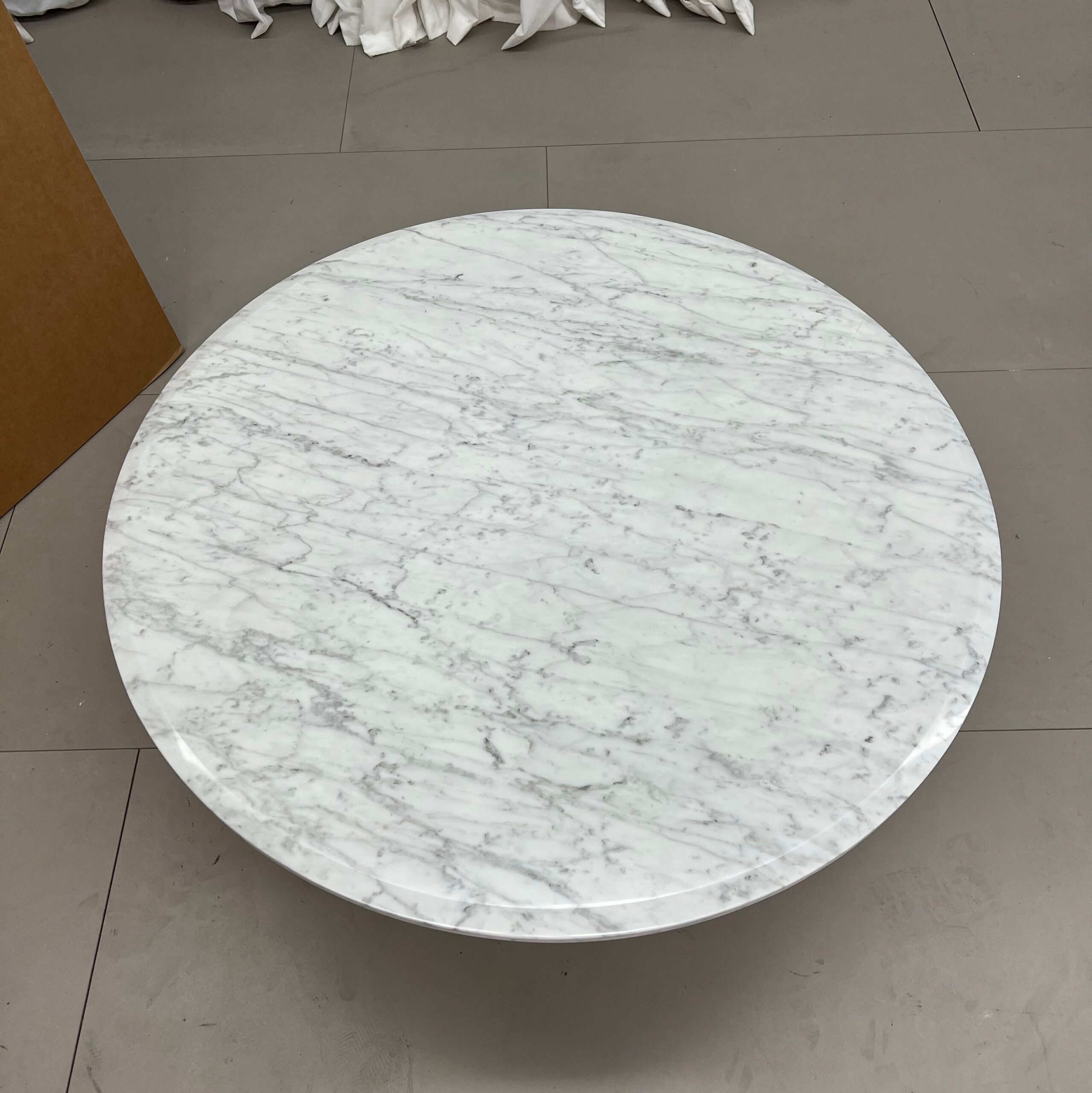1m Round Coffee Table, Solid Carved Middle‑White Marble MJ2099 - 图片 3