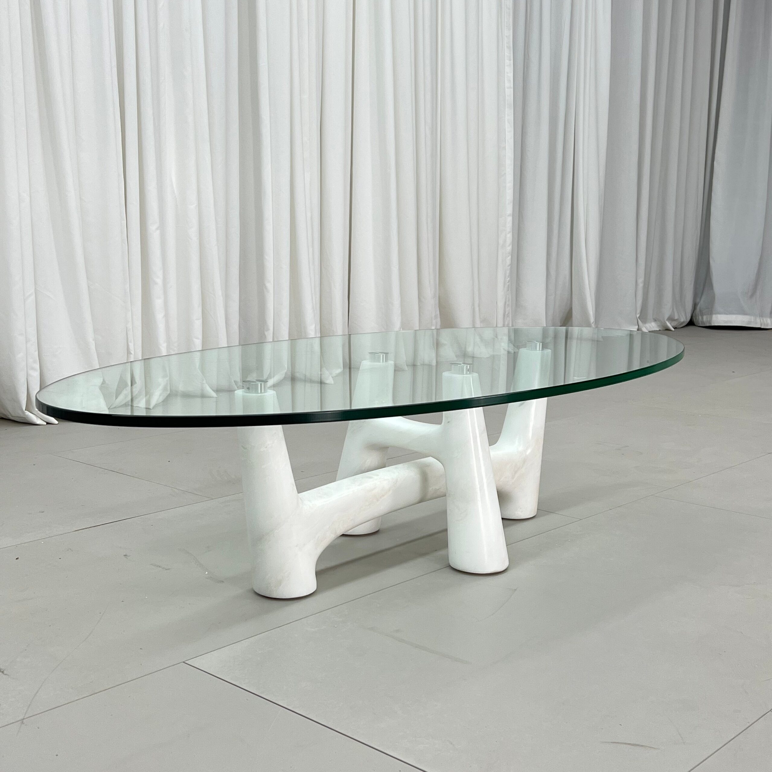 1.4m Branch‑Design Oval Coffee Table, Glass Top & Solid Stone Base MJ2107 - 图片 4