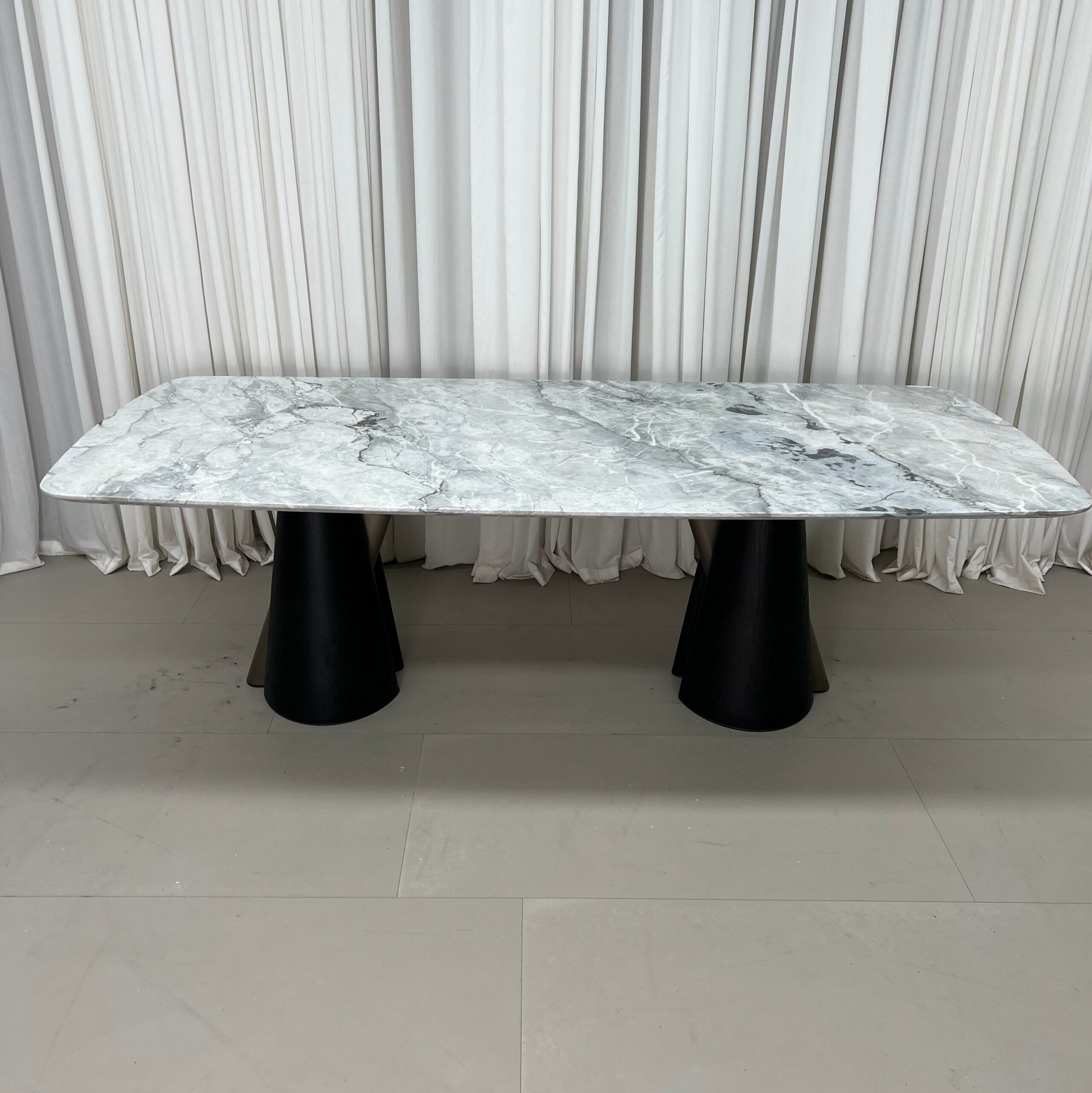 2.4m Natural Marble Dining Table With Wood & Stainless Steel Legs MJ1525 - 图片 3