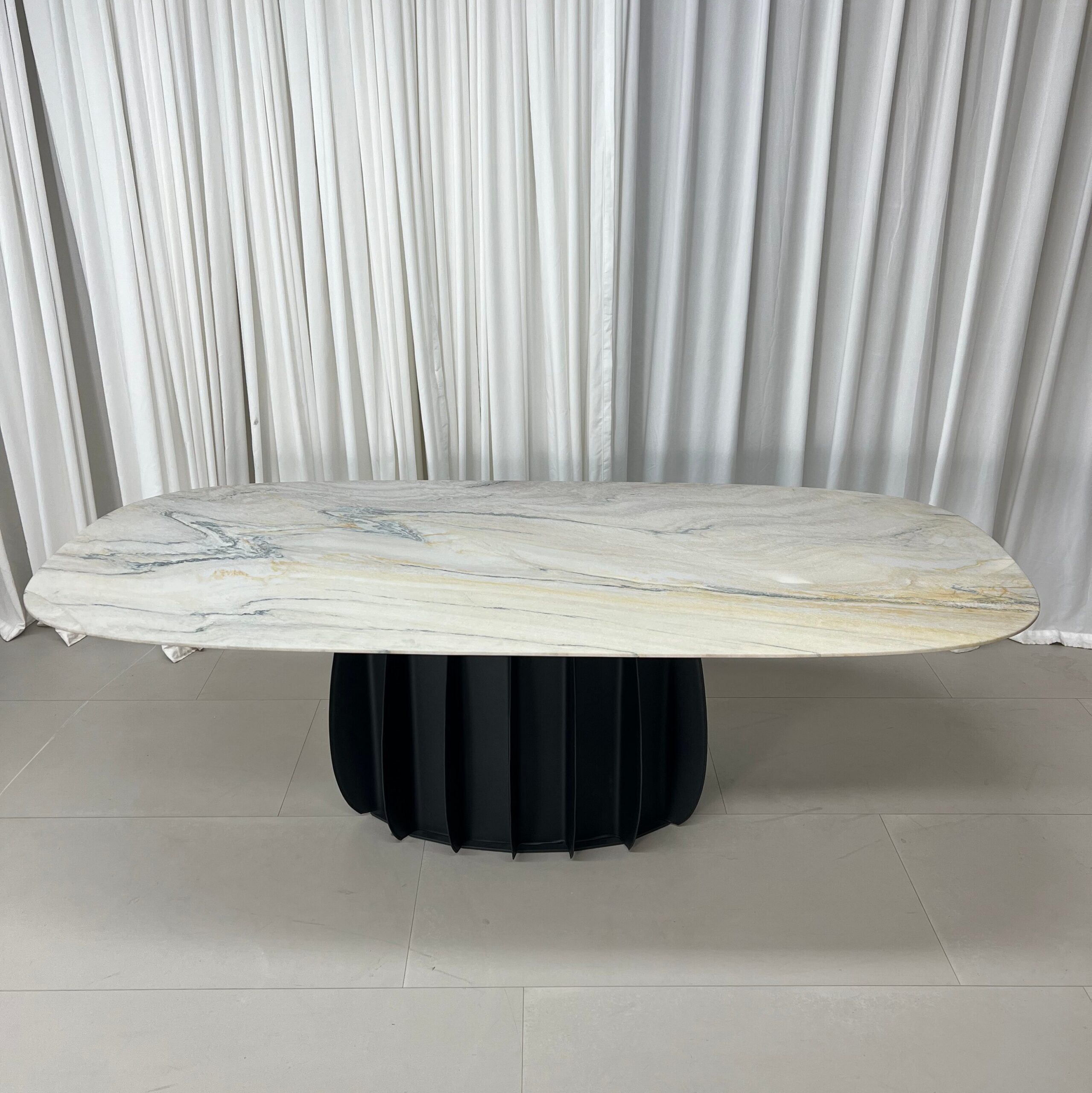 2.4m Dining Table with Single Fluted Pumpkin‑Shaped Base MJ1358 - 图片 2