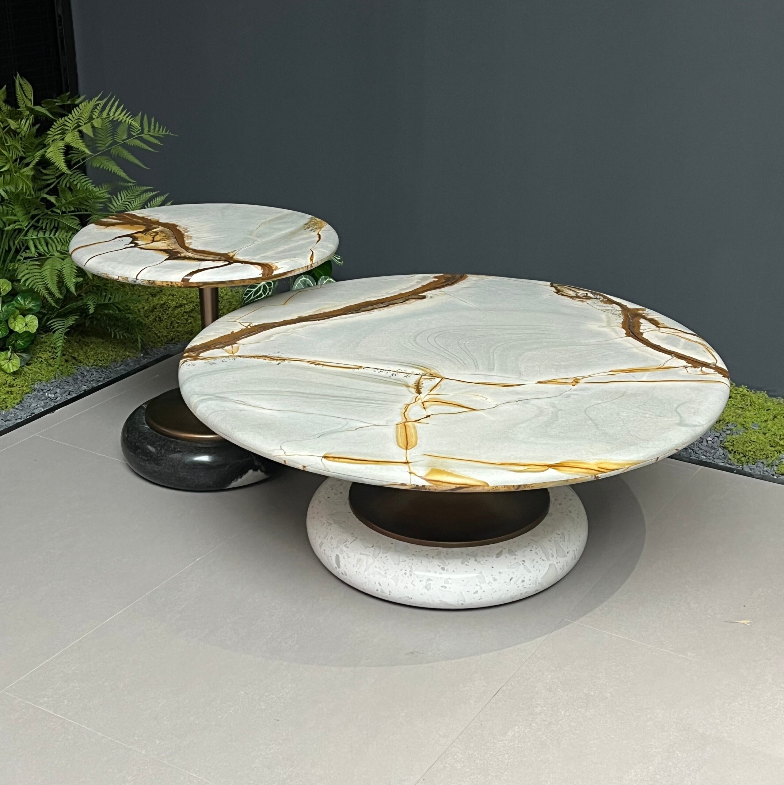 Tulip‑Shaped Solid stone Base Coffee Table Set MJ2060 - 图片 4