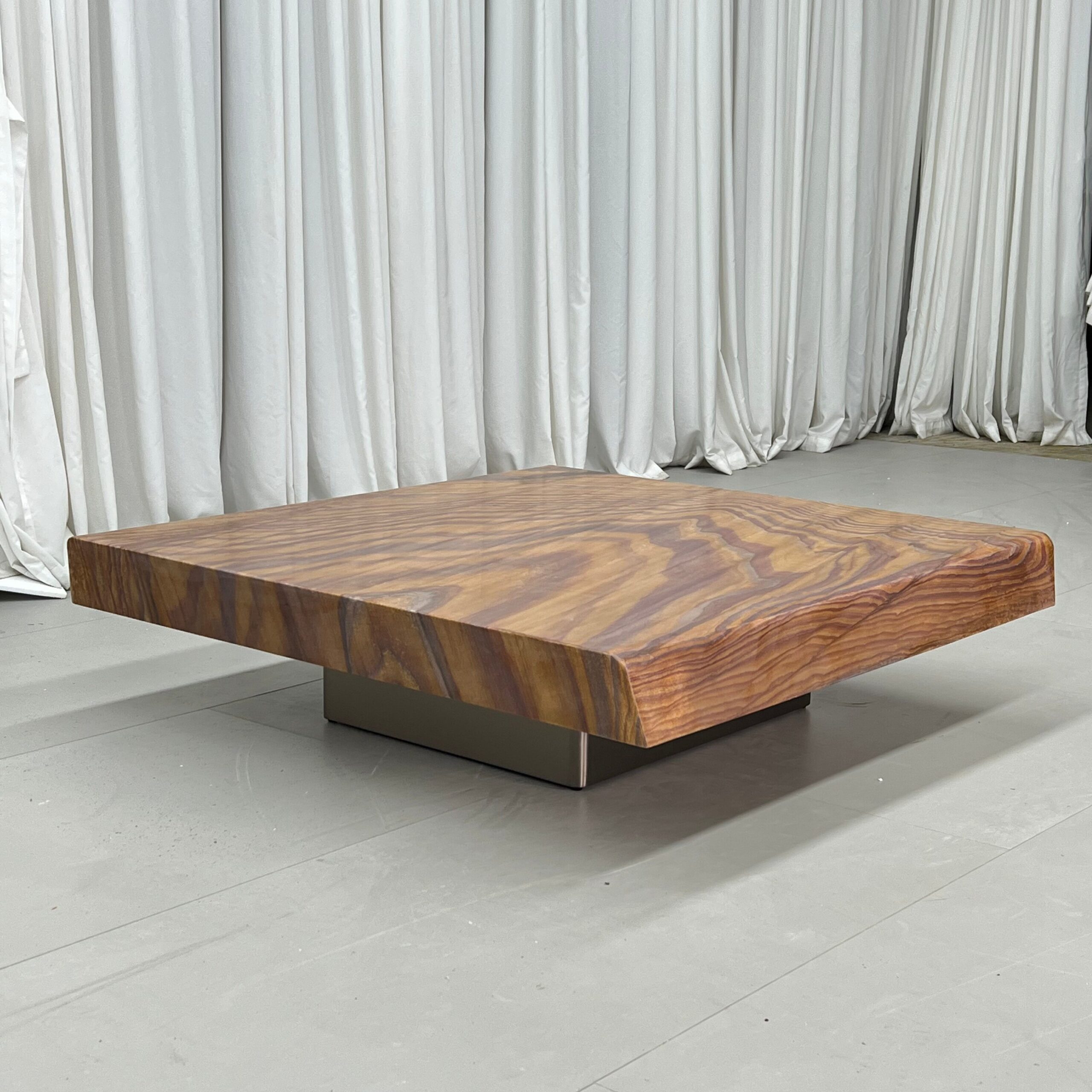 1.1m Wood‑Grain Natural Marble Irregular Square Floating Coffee Table MJ2111 - 图片 2