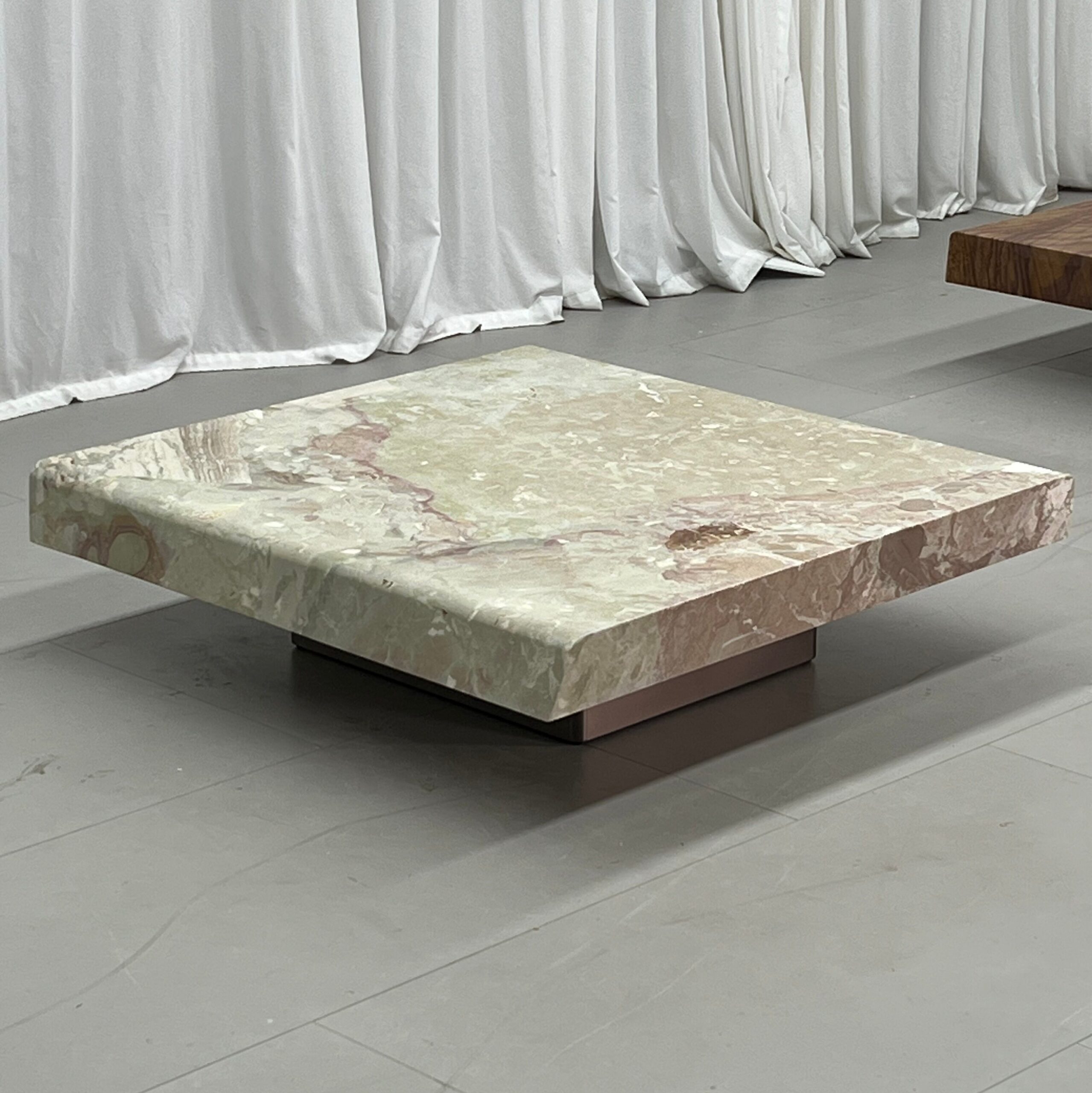 1.1m Wood‑Grain Natural Marble Irregular Square Floating Coffee Table MJ2111 - 图片 3