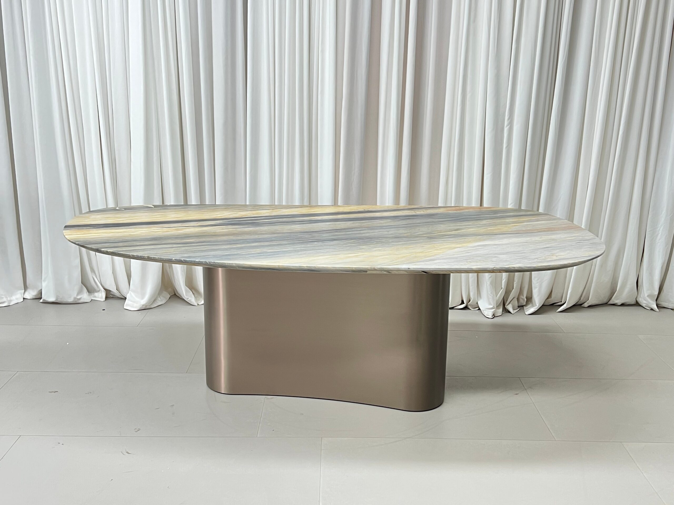2.4m Irregular‑Shaped Natural Marble Dining Table MJ1539 - 图片 3