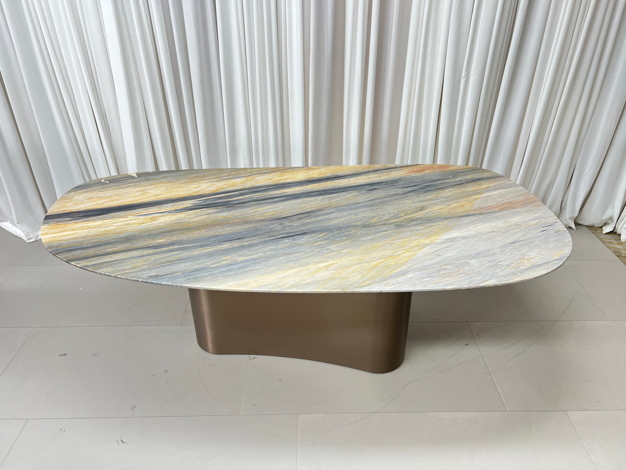 2.4m Irregular‑Shaped Natural Marble Dining Table MJ1539 - 图片 2