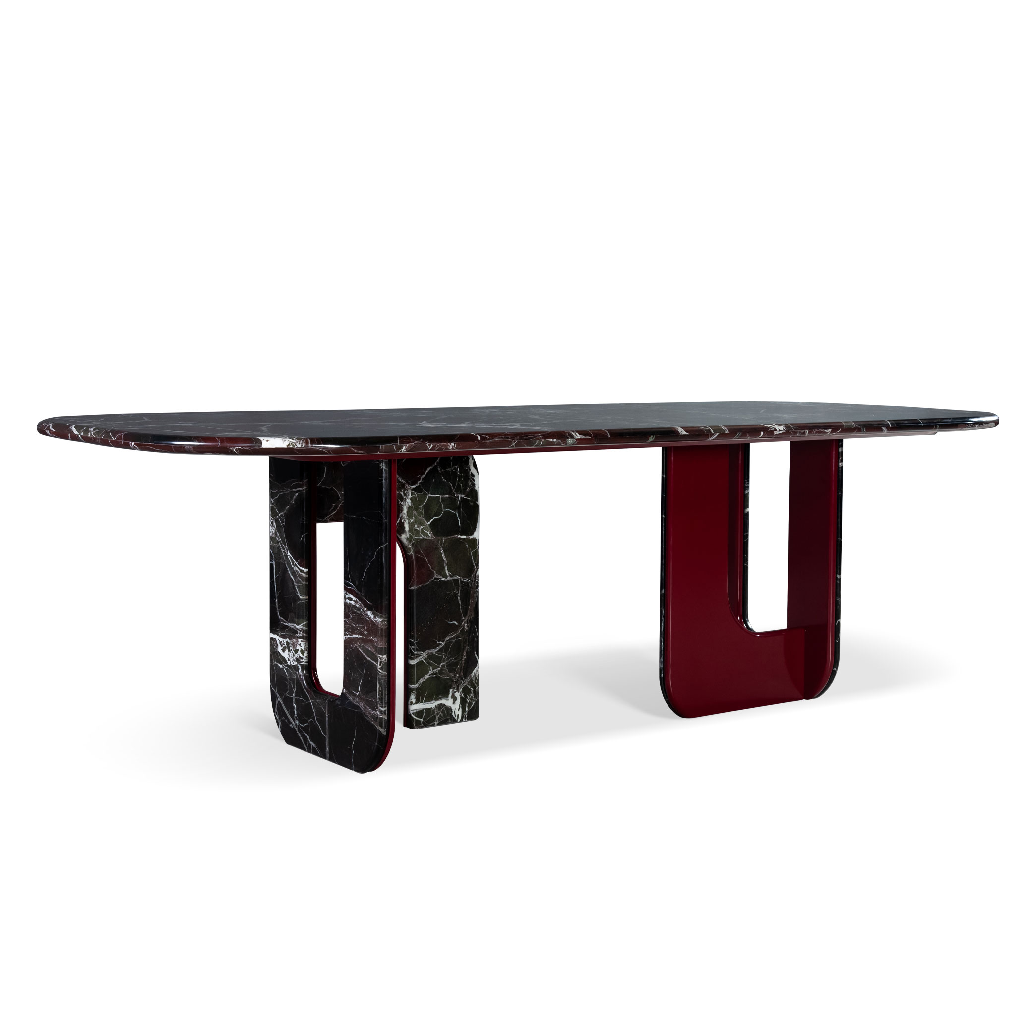 2.4m Dining Table With Two Asymmetrical U‑Shaped Hollow Legs MJ1369 - 图片 3