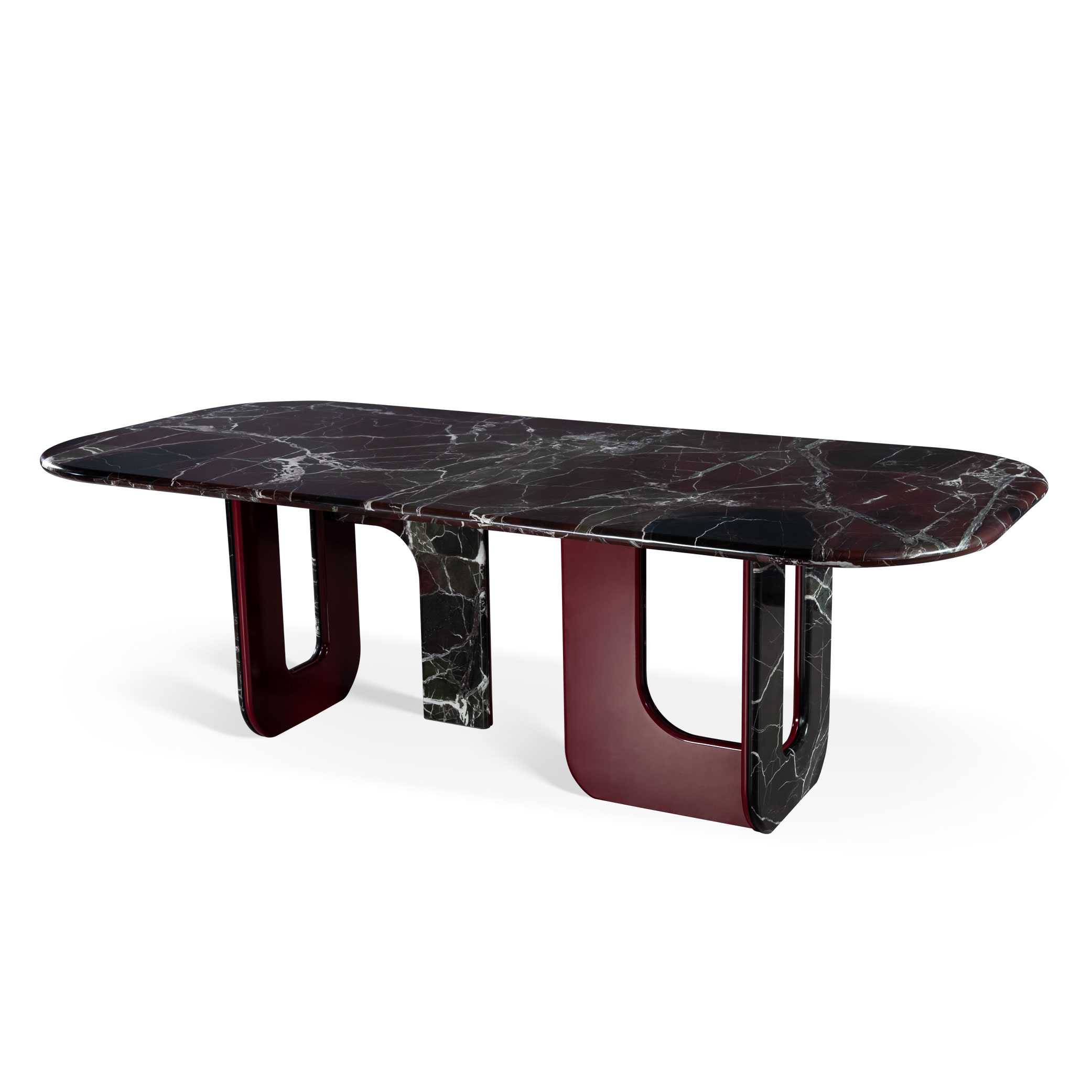 2.4m Dining Table With Two Asymmetrical U‑Shaped Hollow Legs MJ1369 - 图片 2