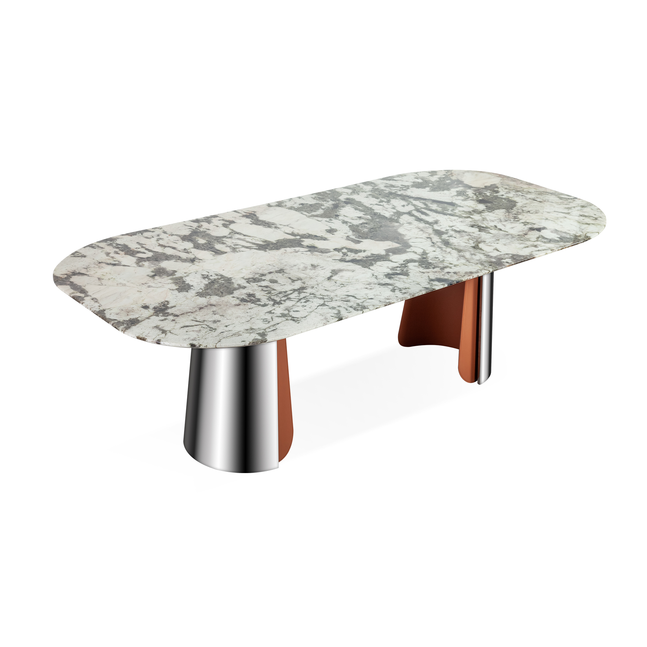 2.4m Upholstered Double‑Leg Stainless‑Steel Dining Table MJ1265 - 图片 4