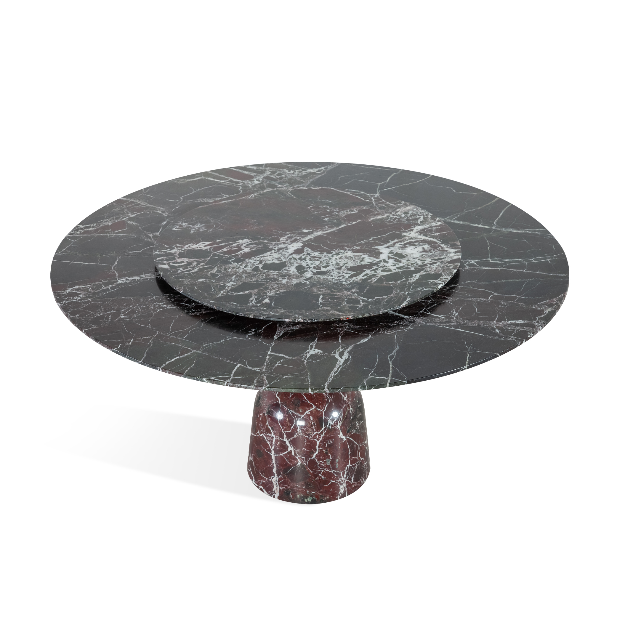1.5m Red Nature Marble Solid Stone Base Dining Table MJ1308 - 图片 2