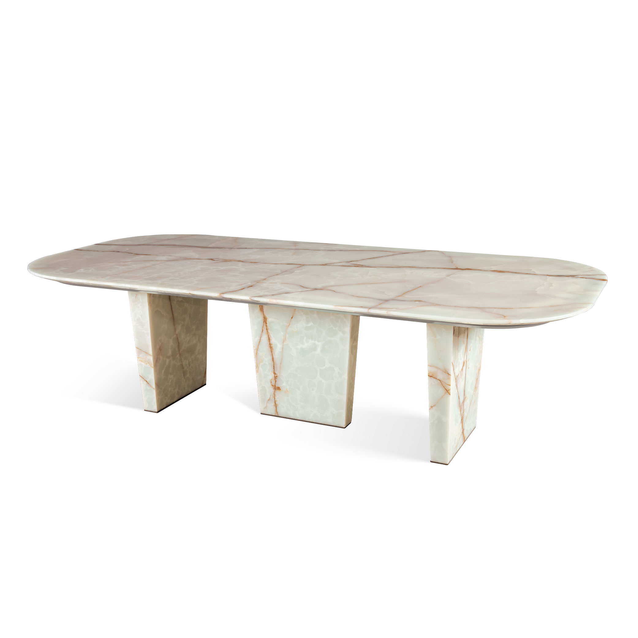 2.6m Dining Table With Three Trapezoidal Nature Marble Legs MJ1360 - 图片 3