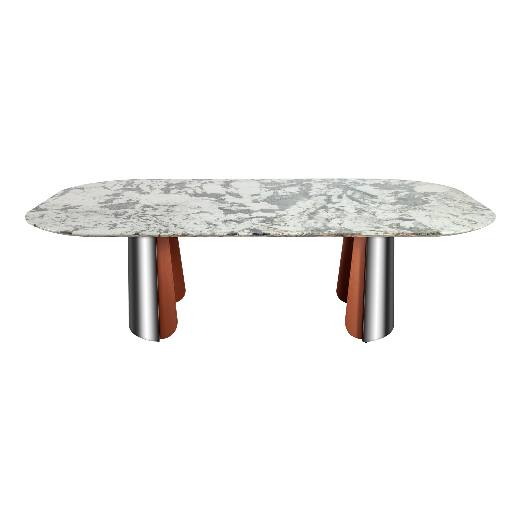 2.4m Upholstered Double‑Leg Stainless‑Steel Dining Table MJ1265 - 图片 5