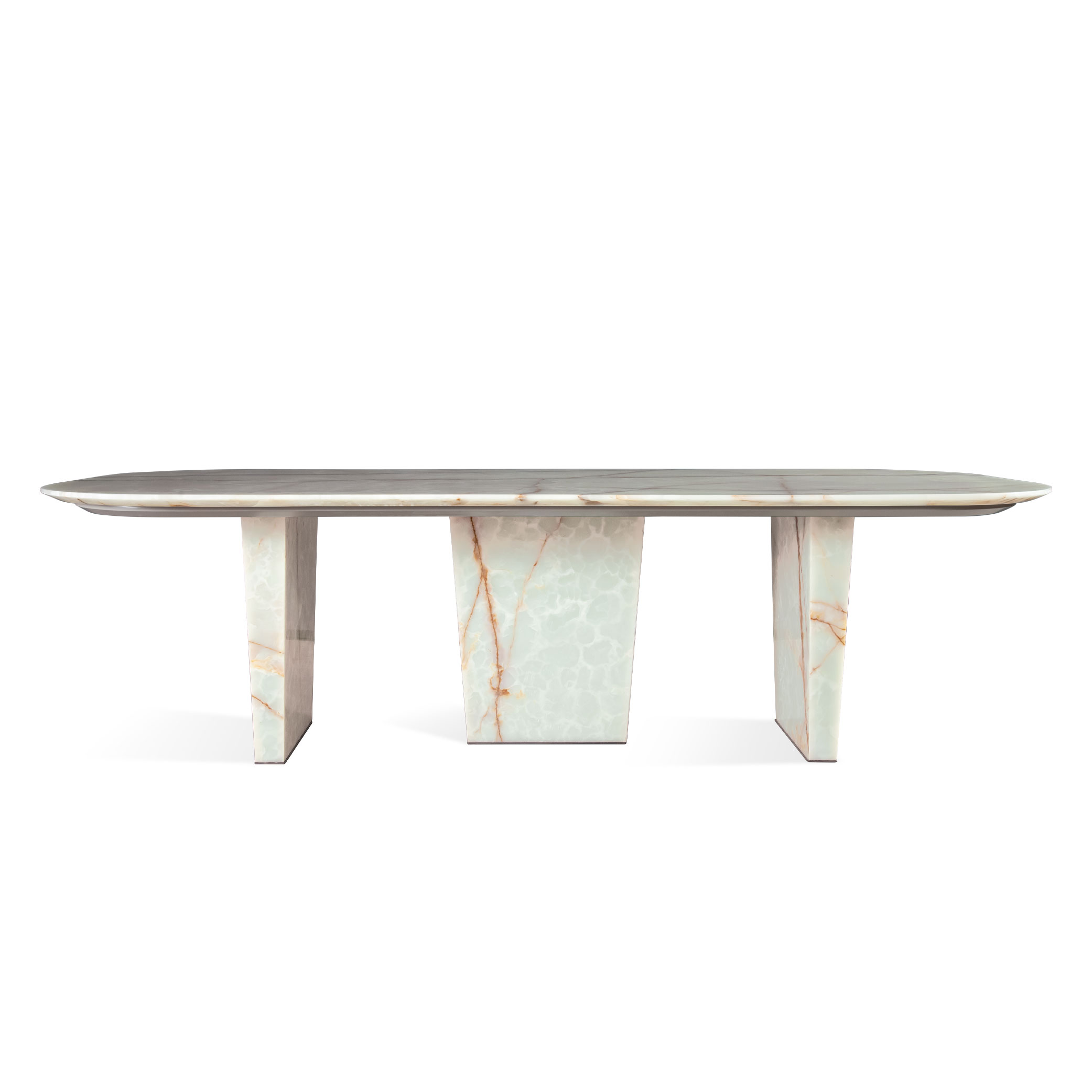 2.6m Dining Table With Three Trapezoidal Nature Marble Legs MJ1360 - 图片 4