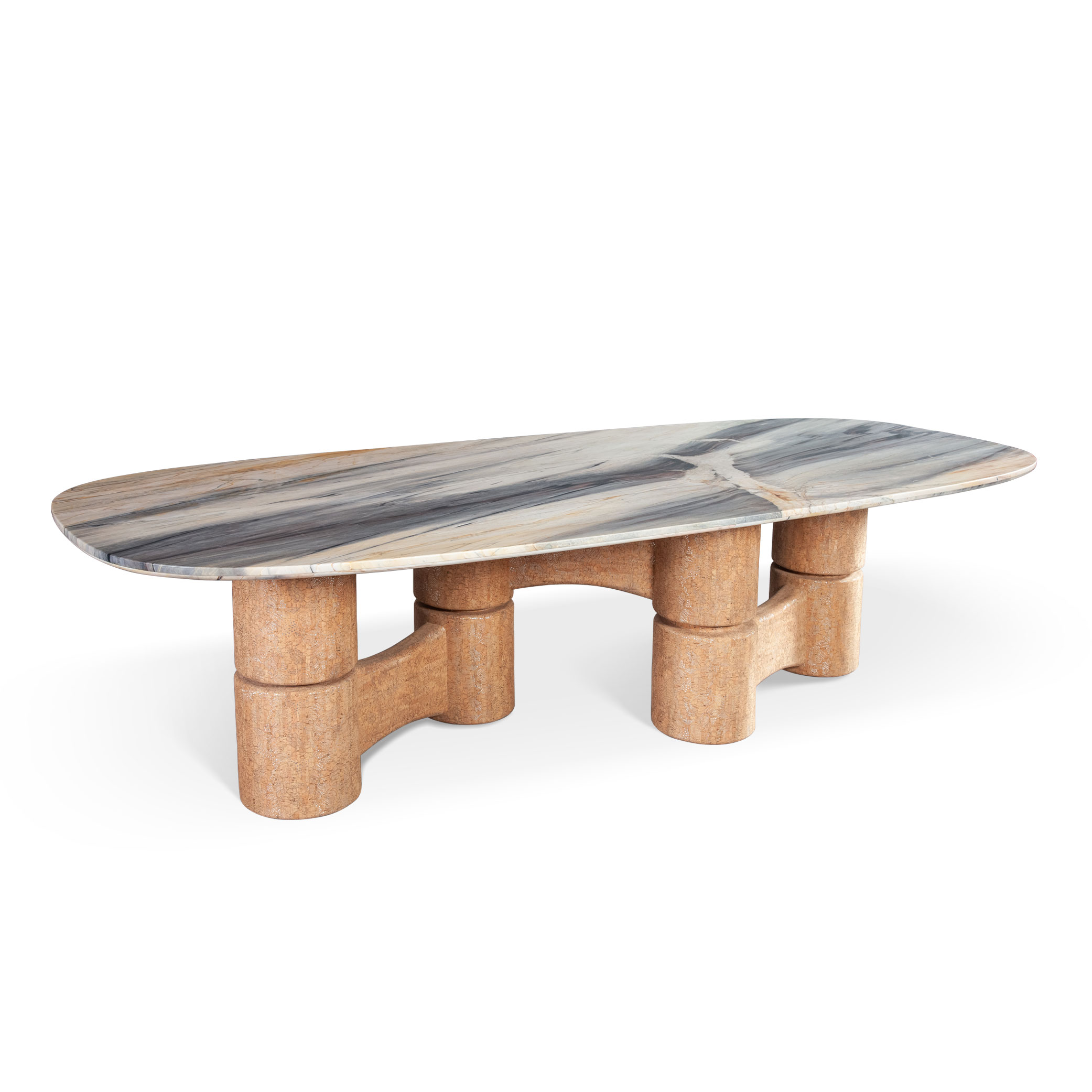 3m Mid‑Century Organic Dining Table with Column‑stacked Design Base MJ1383 - 图片 2