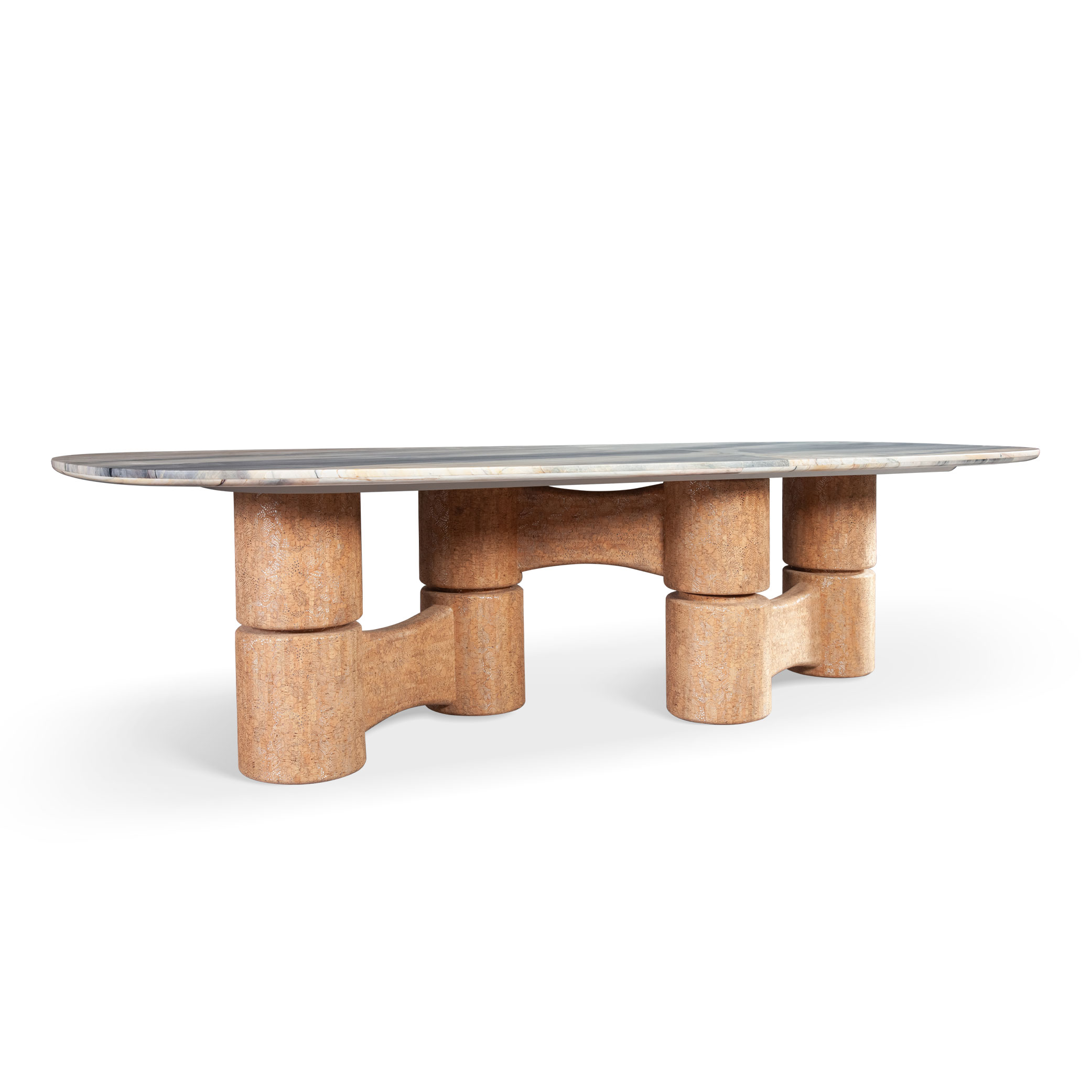 3m Mid‑Century Organic Dining Table with Column‑stacked Design Base MJ1383 - 图片 3