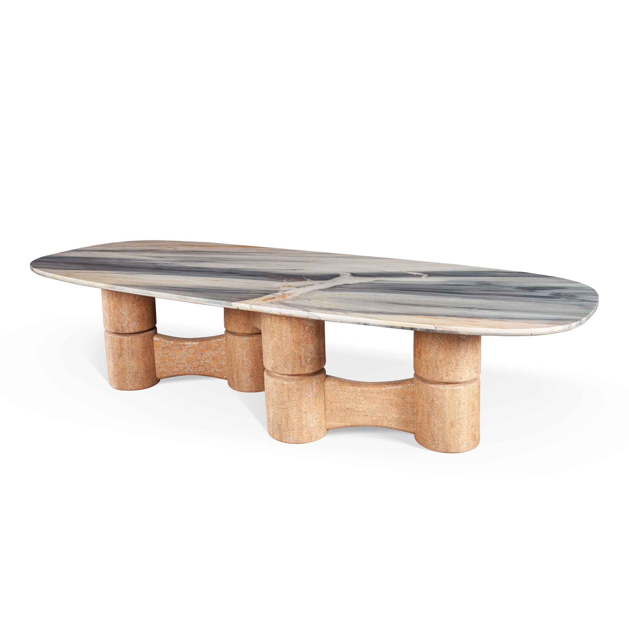 3m Mid‑Century Organic Dining Table with Column‑stacked Design Base MJ1383 - 图片 4