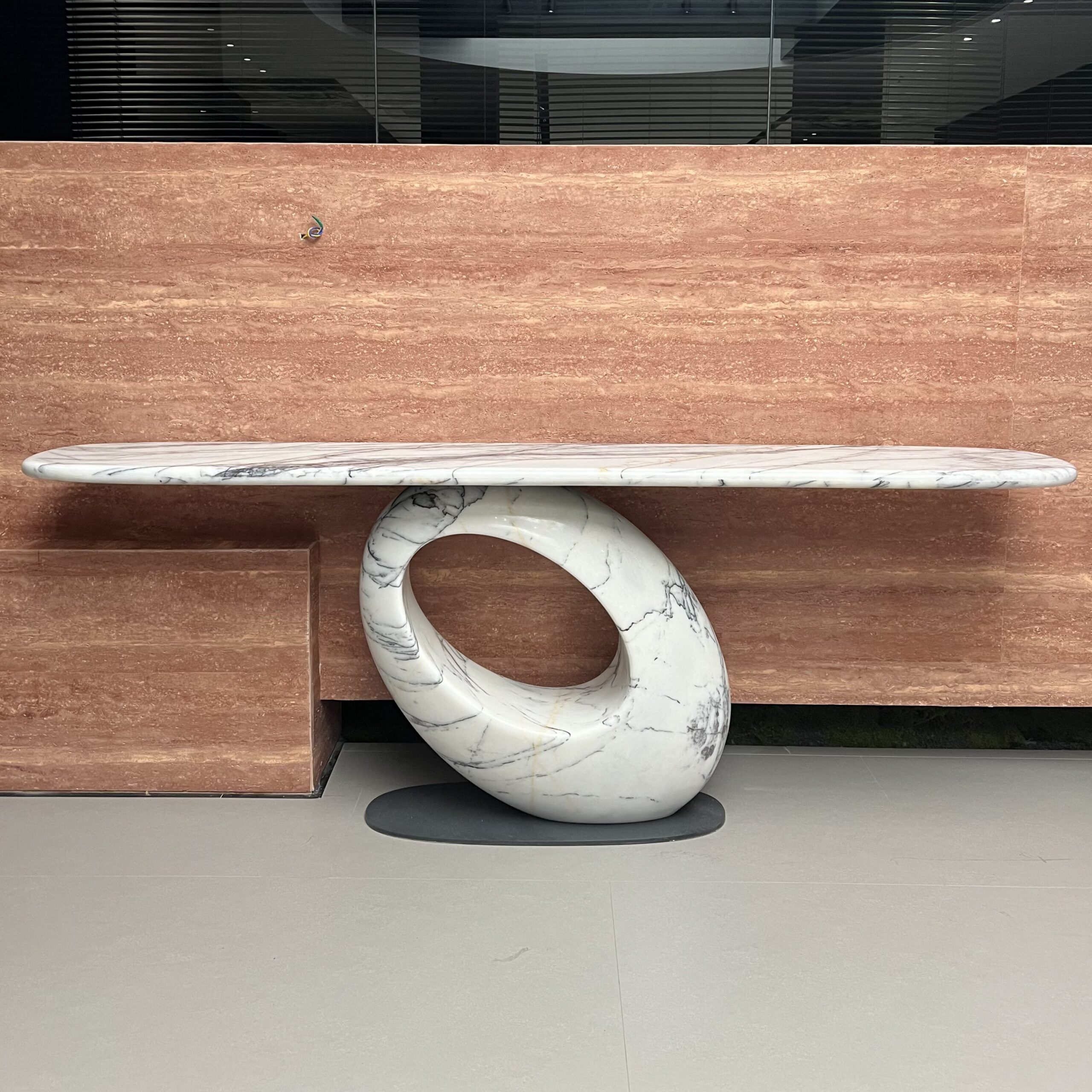 2.2m Art Hollow‑out Design Solid Natural Stone Villa Console Table MJ1357 - 图片 2