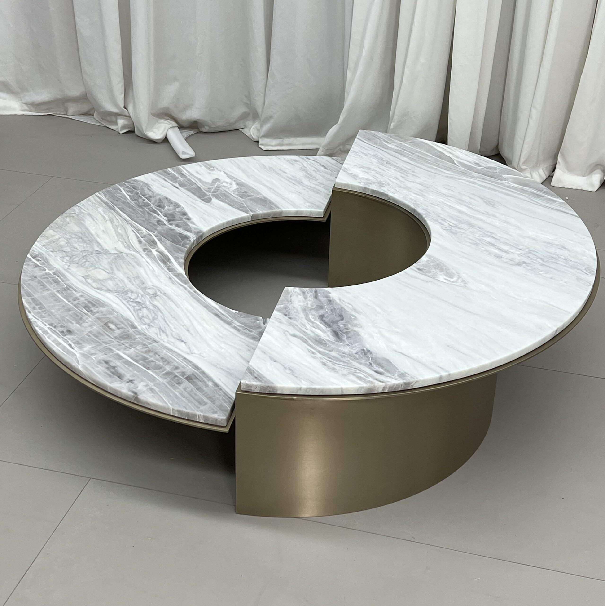 1.2m Tiered Double‑Crescent Spliced Natural‑Stone Coffee‑Table Set MJ2109 - 图片 3