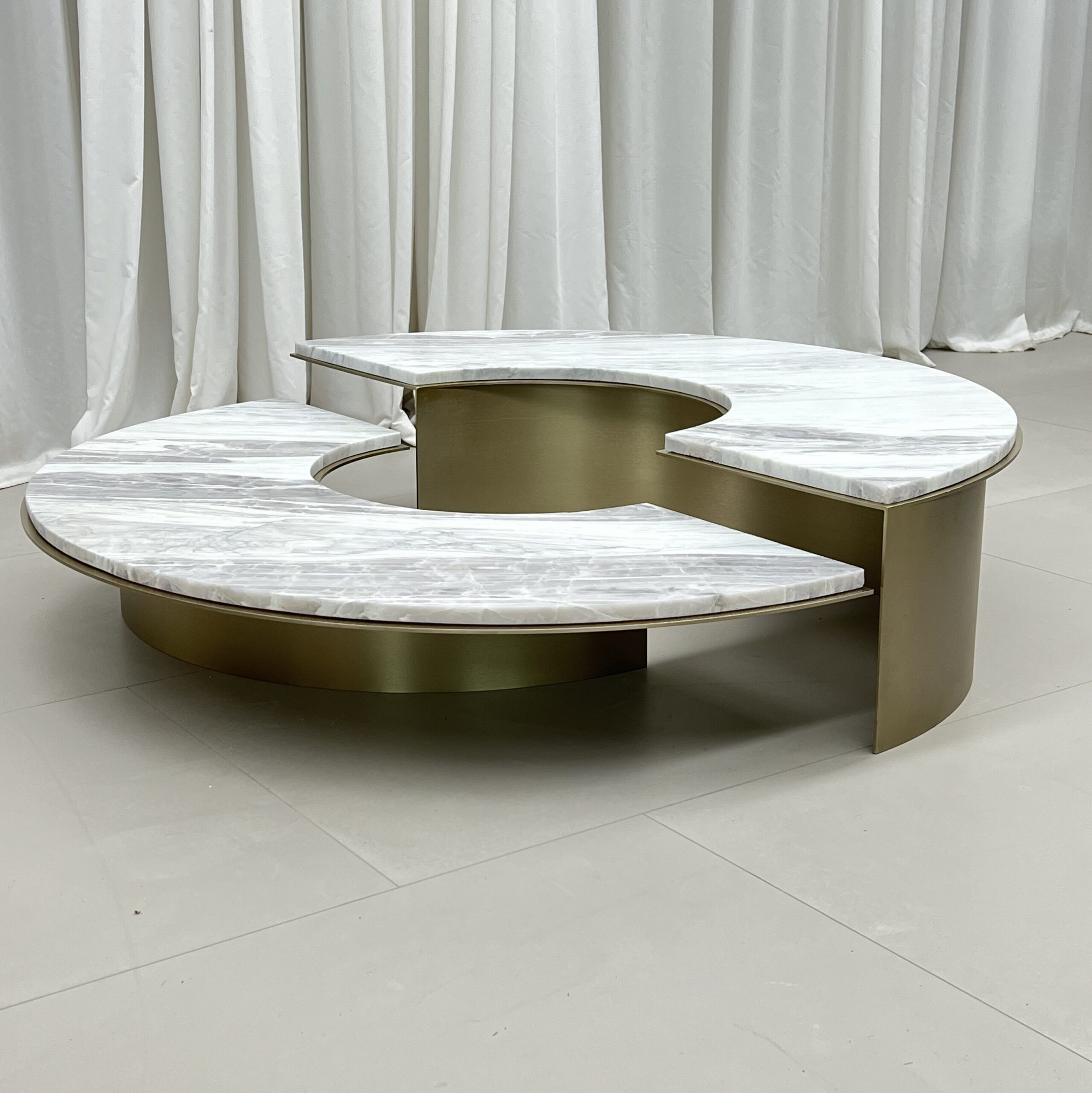 1.2m Tiered Double‑Crescent Spliced Natural‑Stone Coffee‑Table Set MJ2109 - 图片 4