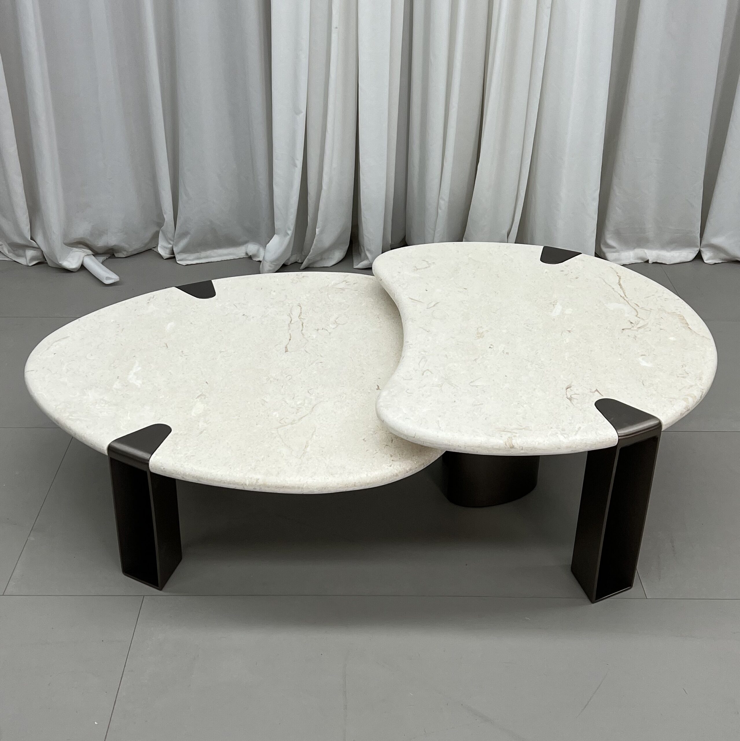 1.4m Irregular Combined Moon Yellow Nature Marble Coffee Table MJ2092 - 图片 3