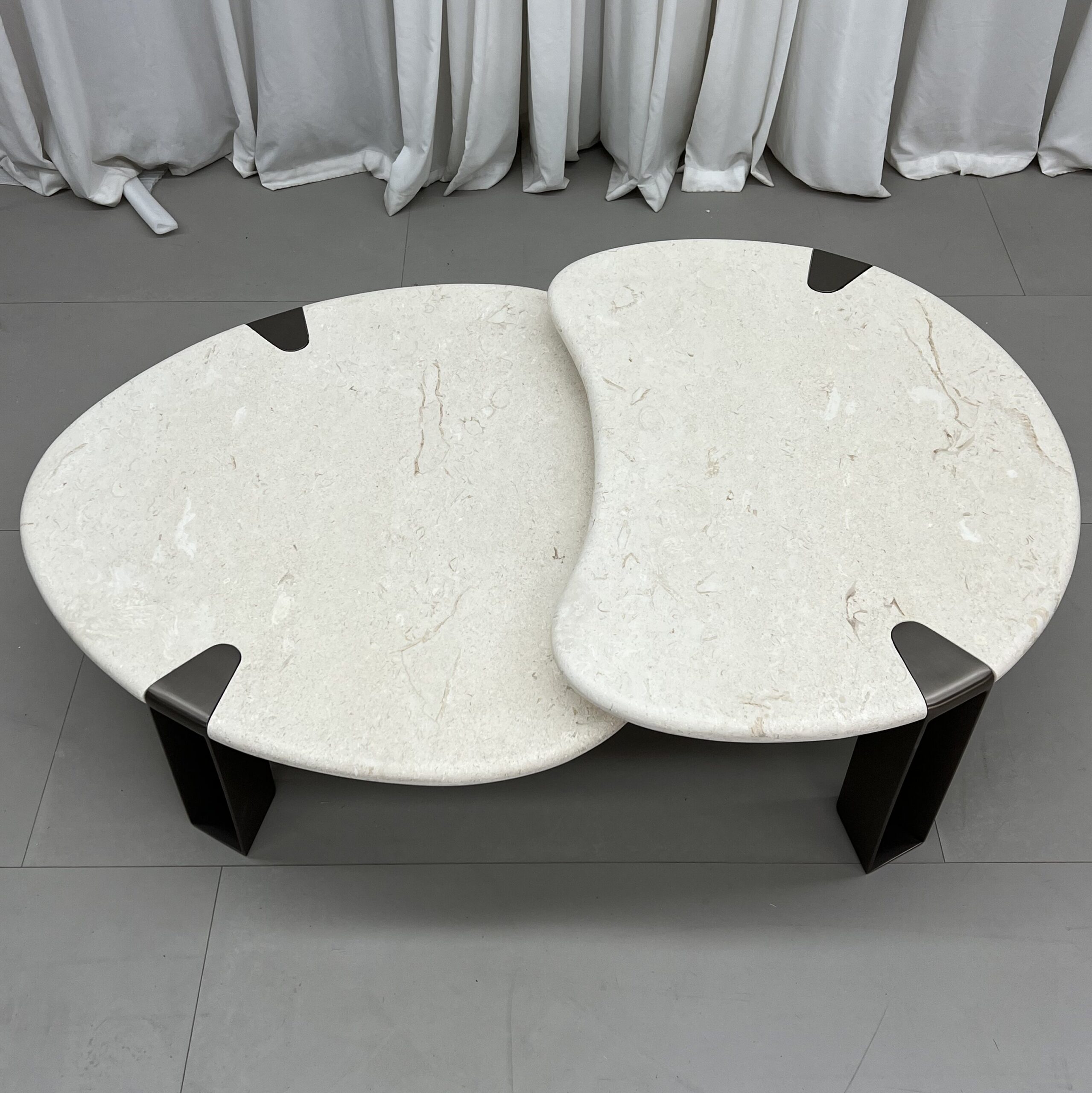 1.4m Irregular Combined Moon Yellow Nature Marble Coffee Table MJ2092 - 图片 5