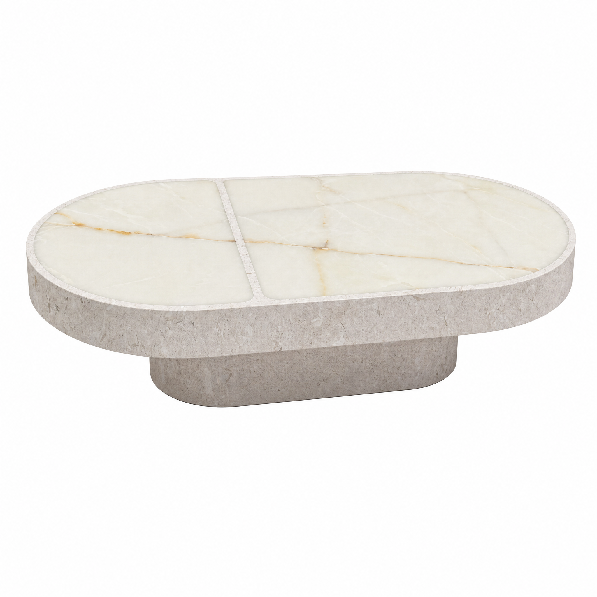 1.2m Oval Nature Marble Coffee Table MJ2116 - 图片 2