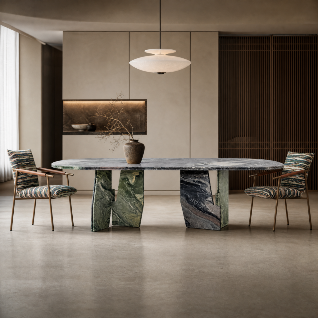 2.8m Nature Marble Design Dining Table For Villa House MJ1567