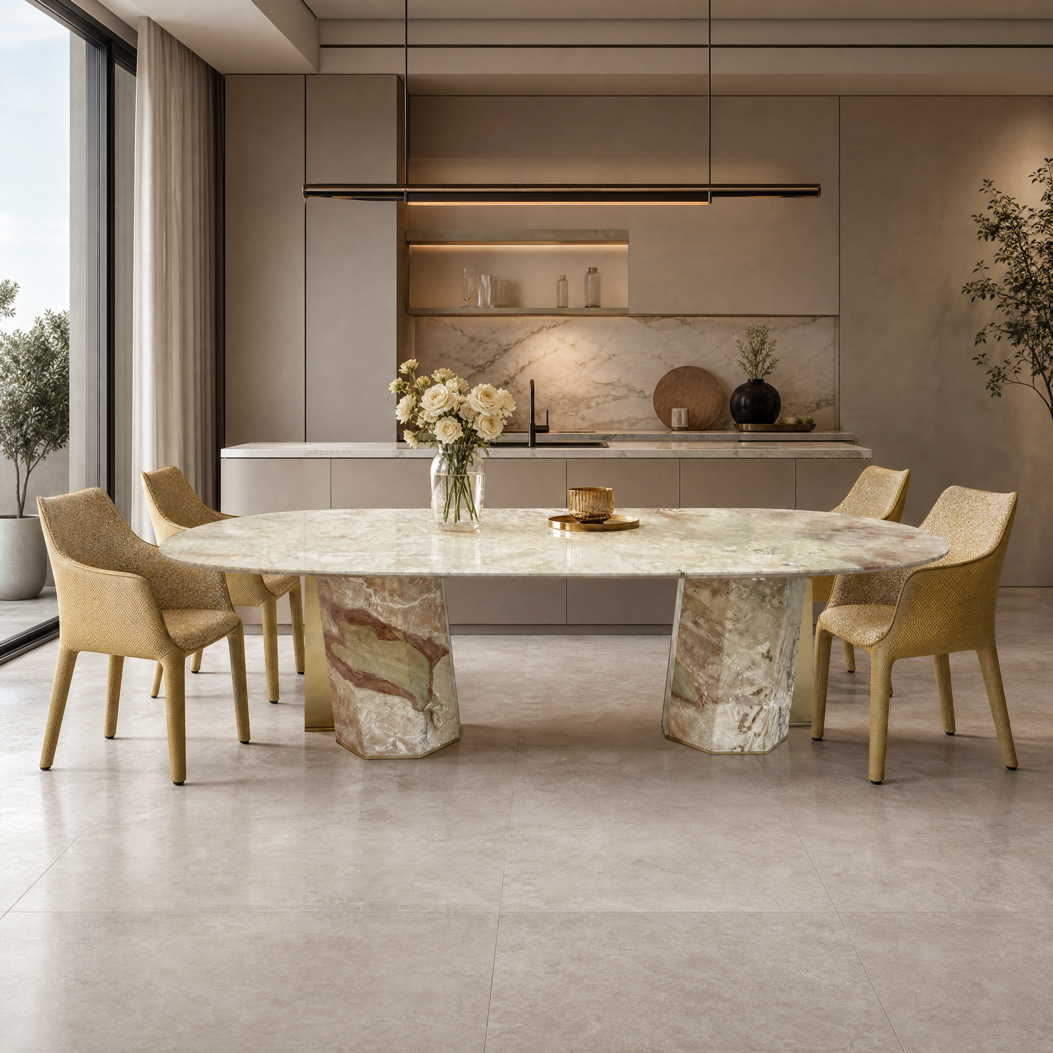 2.8m Nature Marble Dining Table MJ1560