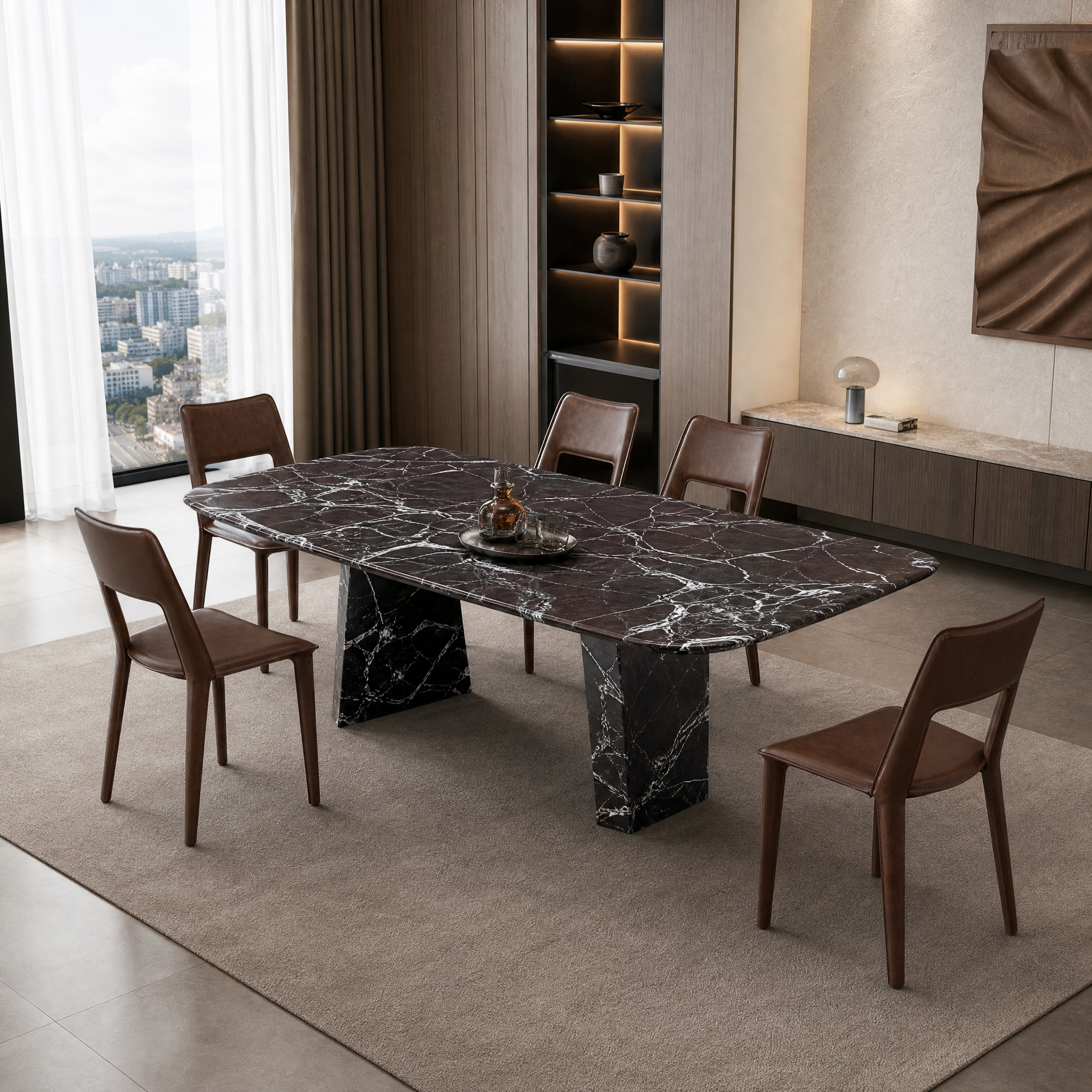 2.4m Nature Marble Dining Table MJ1559 - 图片 2