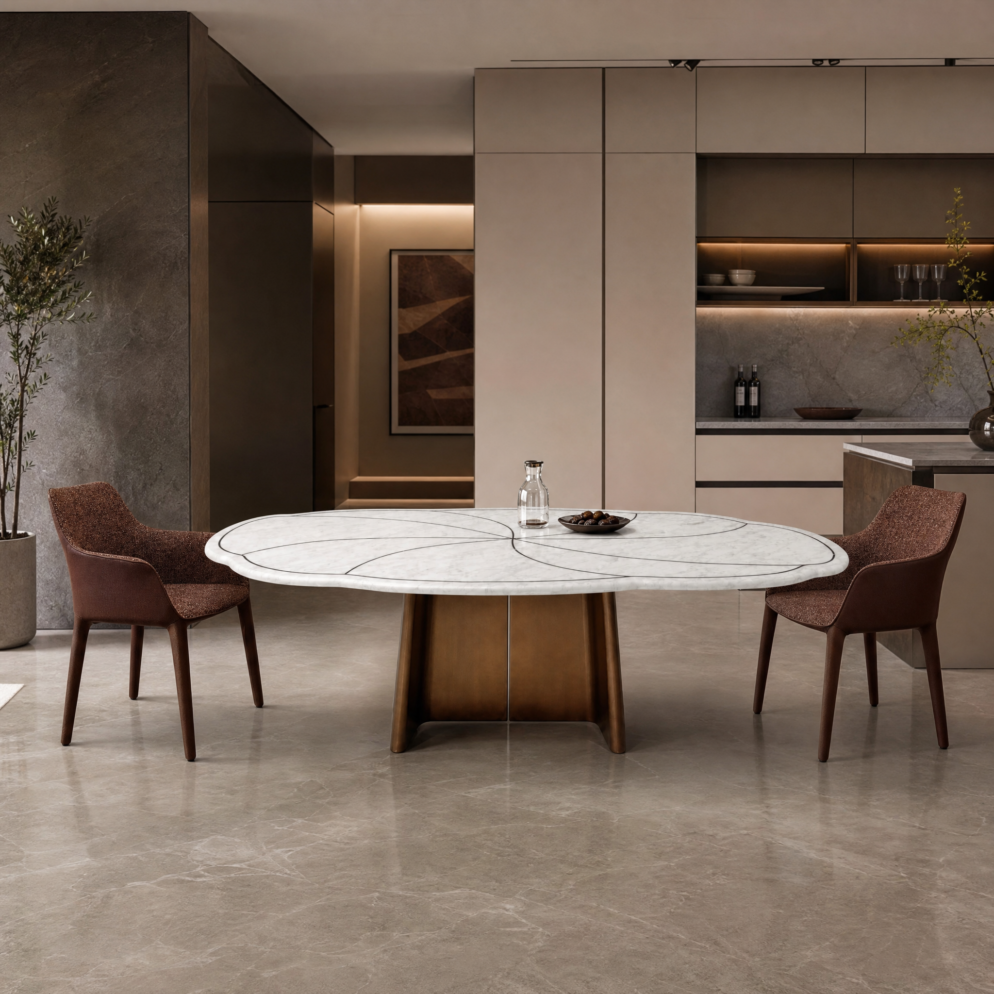 2.4m Flower Desgin Dining Table MJ1568