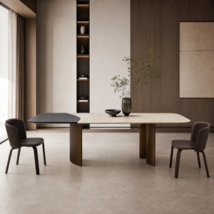 2.4m Two-Color Design Nature Marble Top with Stainless Steel Base MJ1566