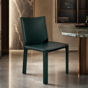 Italian Minimalist Full Wrapped Leather Dining Chair CY676