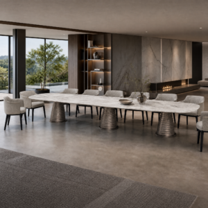 6m Villa House Big Size Nature Marble Dining Table MJ1577