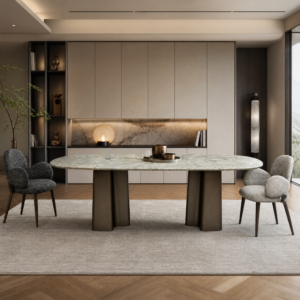 2.4m Nature Marble Top with Stainless Steel Base MJ1563