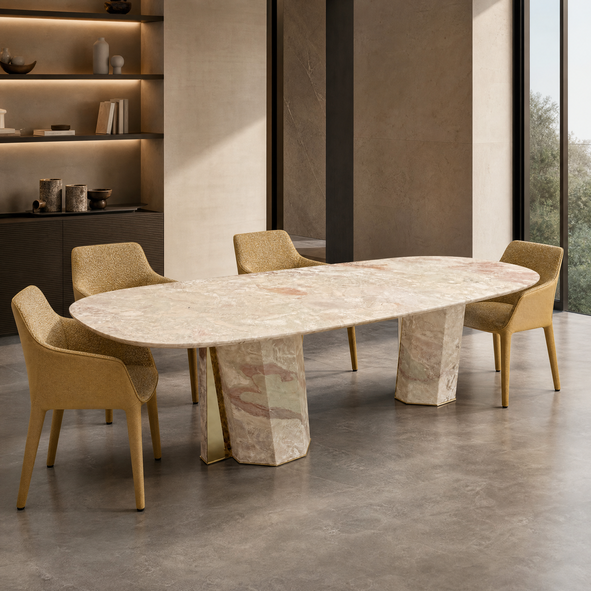 2.8m Nature Marble Dining Table MJ1560 - 图片 3