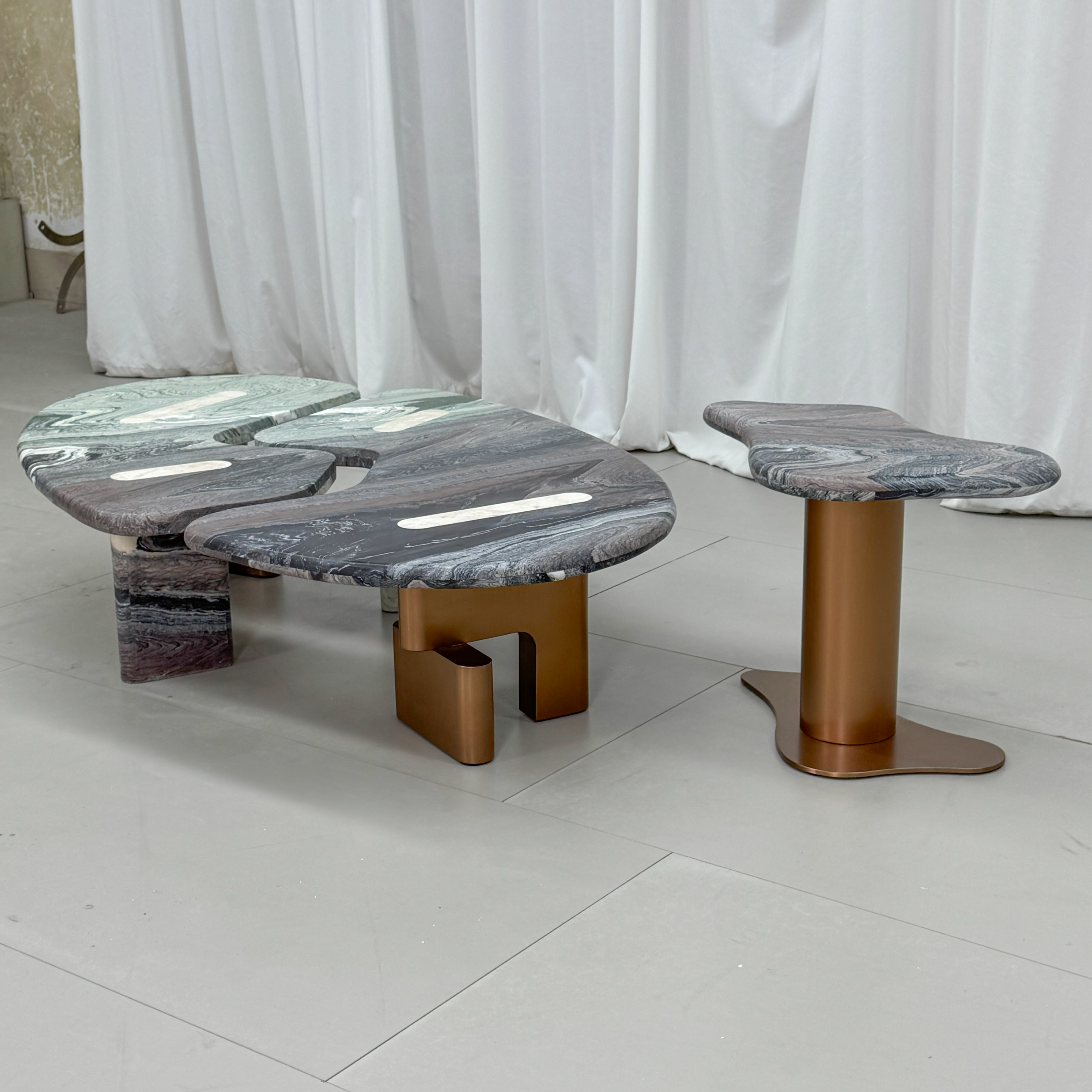 1.4m Natural Marble Coffee Table With Irregular Shape Design MJ2121 - 图片 3