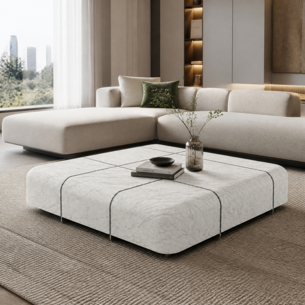 1.2m Square Nature Mable Center Table MJ2115