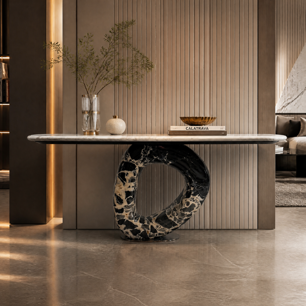 1.8m Unique Circle Design Solid Stone Base Console MJ1372